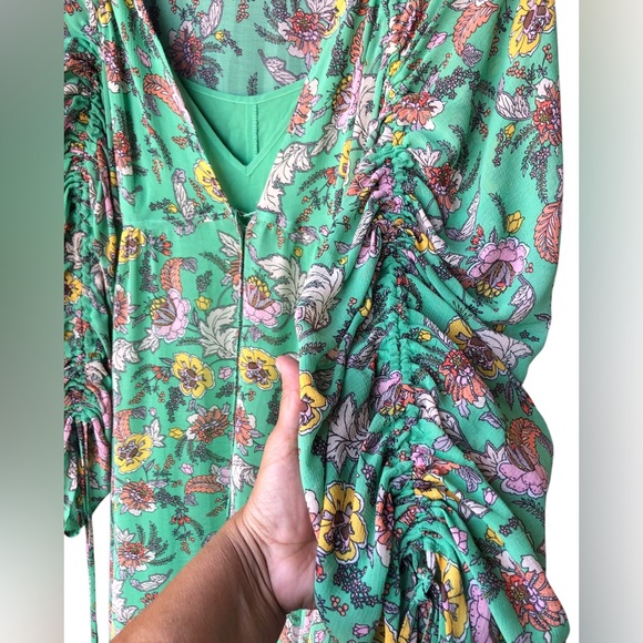 Free People Earth Green Elegant Floral Long Sleeve Dress.Size Medium Maxi Combo - Picture 8 of 15